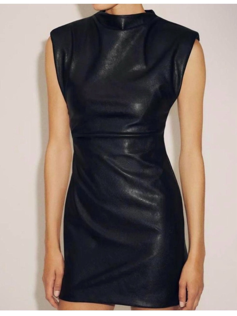 Zara Black Sleeveless Faux Leather Mini Dress
